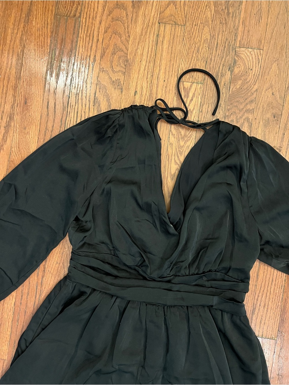 Mustard Seed Black Long Sleeve Romper Dress Boho Western Mini Size Large - Picture 5 of 6